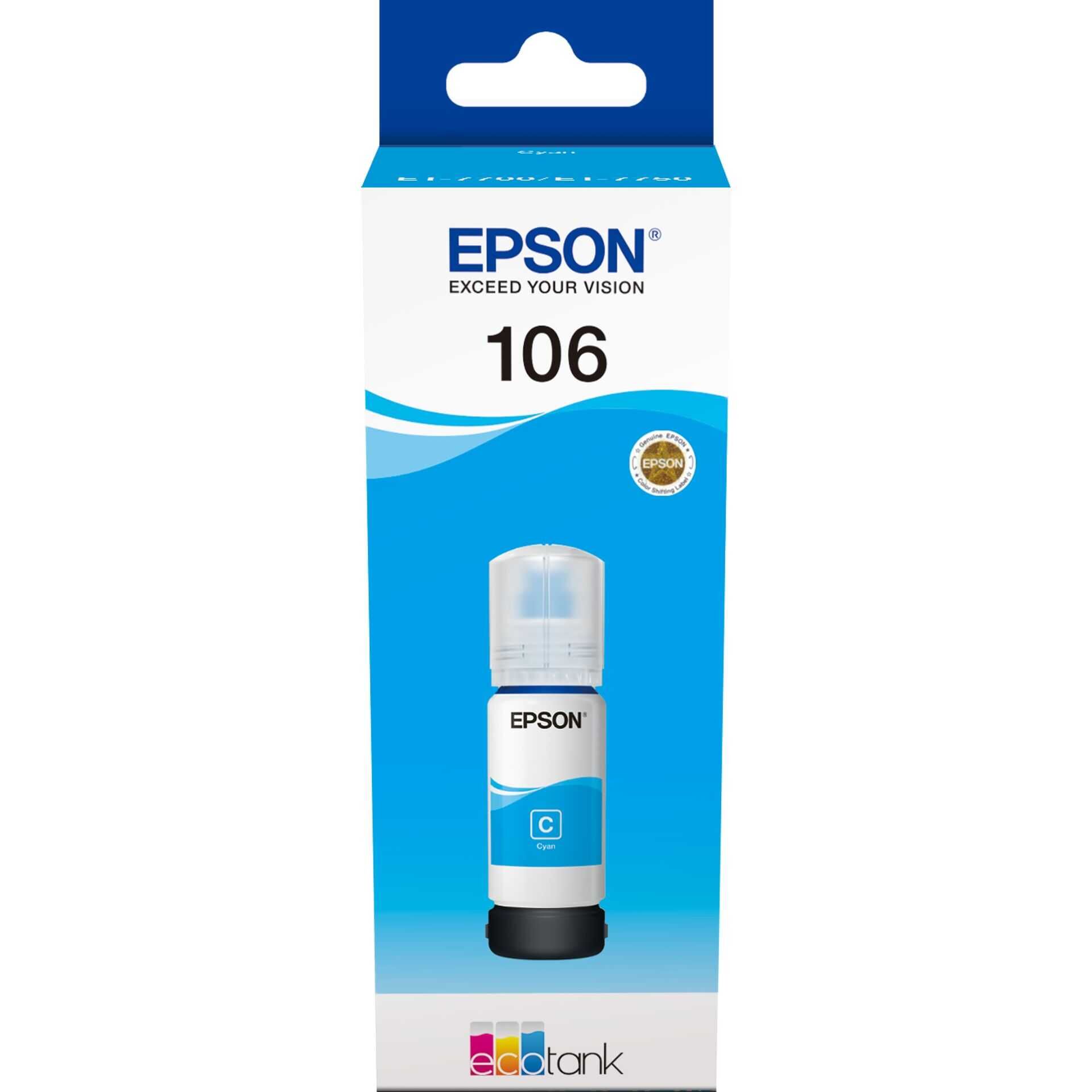 Epson 106 - 70 ml - Cyan - original - Tintenbehälter - für EcoTank ET-7700, ET-7750, L7160, L7180; Expression Premium ET-7700, ET-7750