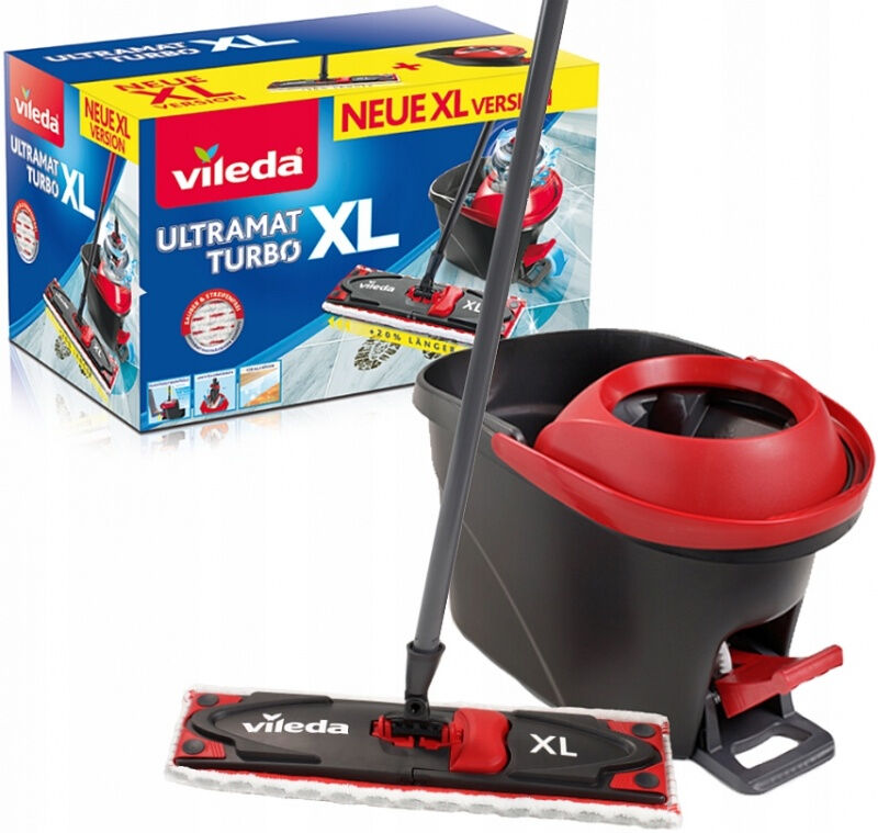 Vileda Ultramax Turbo XL Mopp Trocken&Nass Mikrofaser Schwarz, Rot