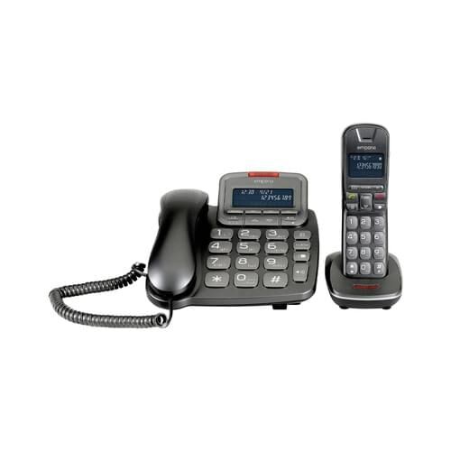 emporia TH21ABB Kabelgebundenes Großtasten-Festnetztelefon + Großtasten-Schnurlostelefon + Anrufbeantworter