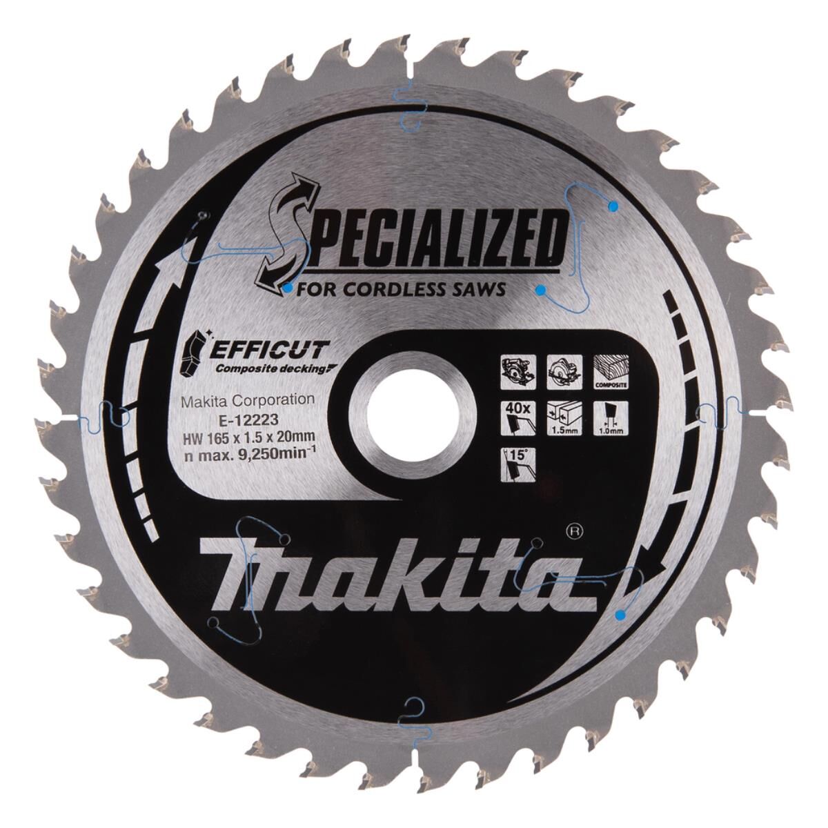 Makita SPECIALIZED Sägeblatt Efficut T.C.T • 165 x 20 mm • 40 Z