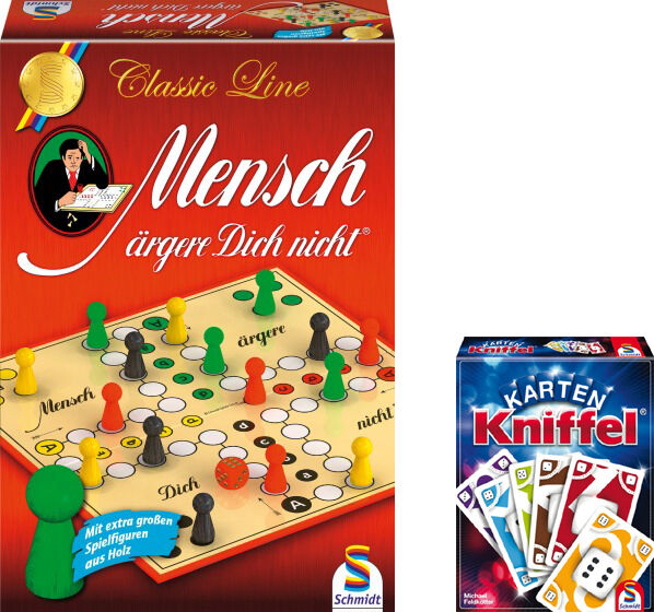 Schmidt Spiele Schmidt Spiele Bundle Mensch ärgere dich nicht Classic Line plus Kniffel Kartenspiel 49328