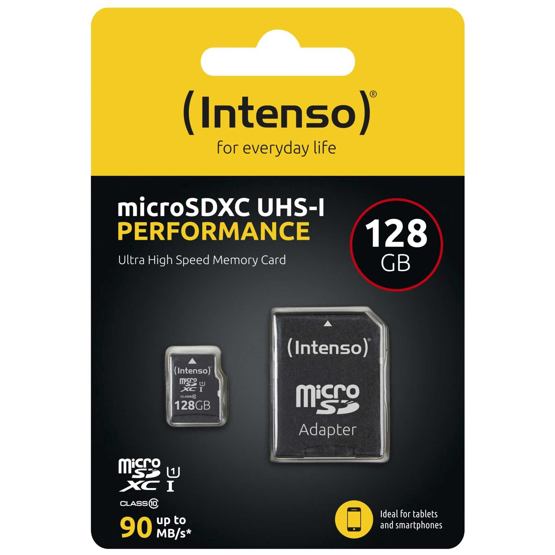 Intenso - Flash-Speicherkarte (SD-Adapter inbegriffen) - 128 GB - UHS-I U1 / Class10 - microSDXC UHS-I