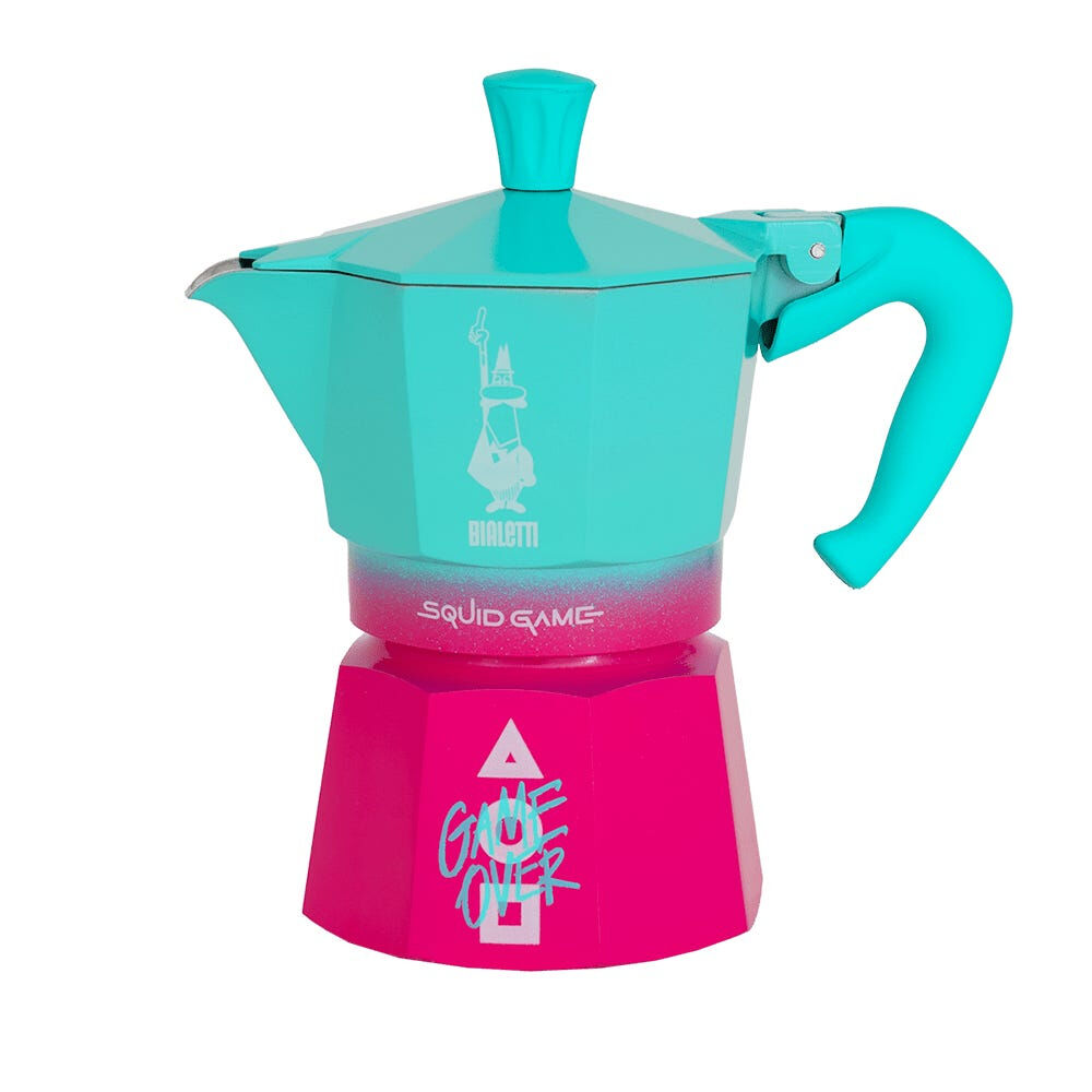 Bialetti Squid Game, Mokka-Kanne, Blau, Pink, Aluminium, 3 Tassen, Thermoplast, Moka Express