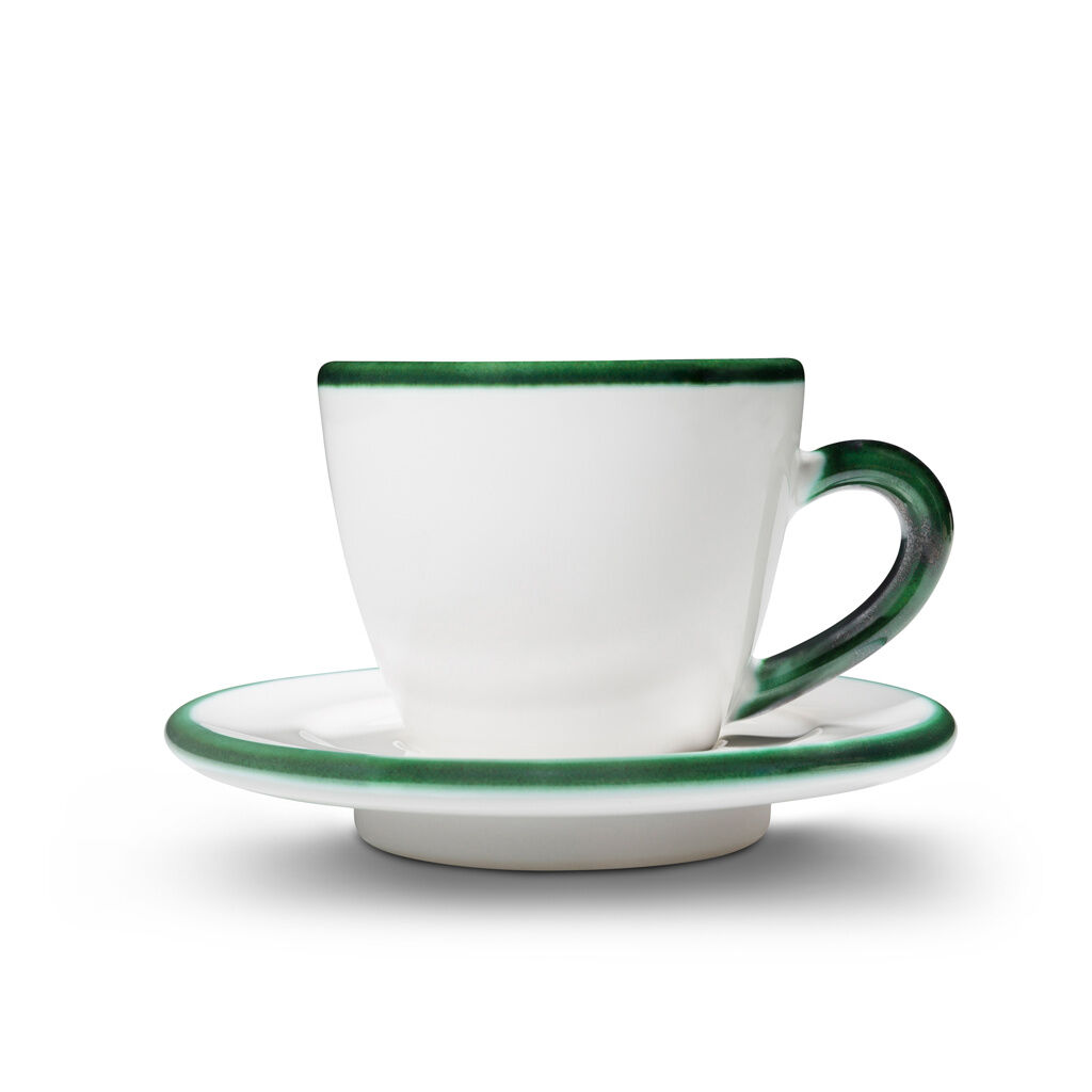 Gmundner Keramik Grüner Rand, Espresso für Dich/2tlg.i. Geschenkk.