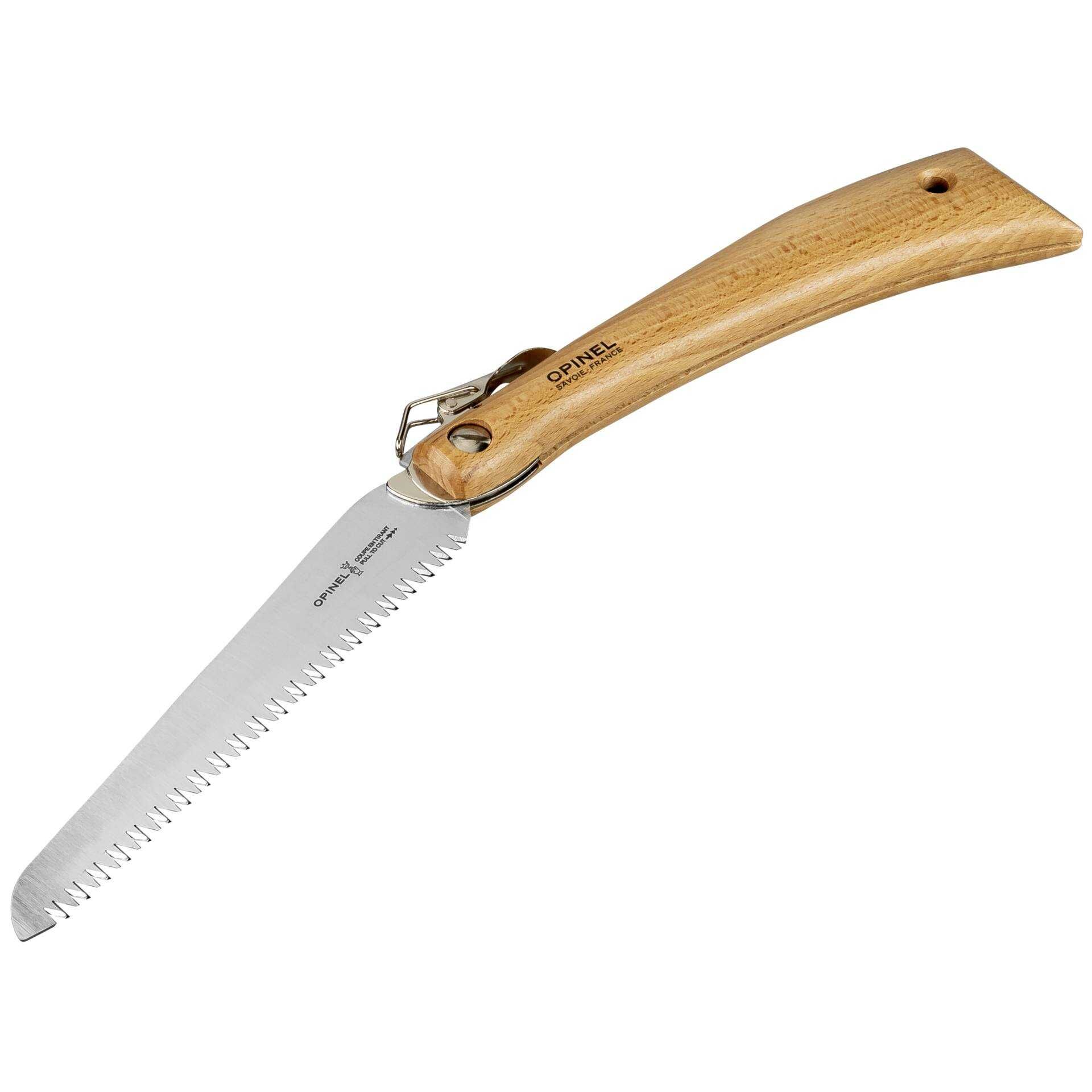 Opinel Garden N°18 - Säge - Buchenholz - 18 cm - kleine schwarze Striche, Grifffarbe Hellgelb bis Rosa