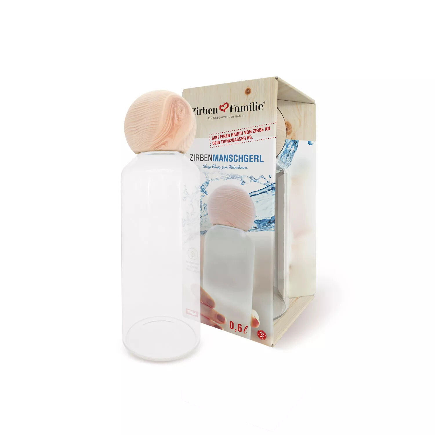 SET: ZirbenManschgerl Trinkflasche 0,6 Liter 600 ml