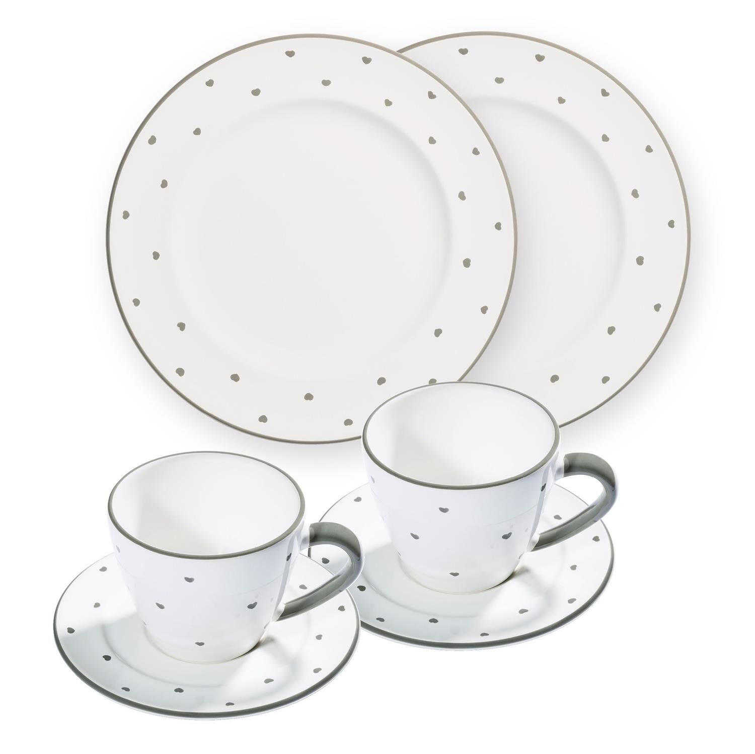 Gmundner Keramik Herzerl Grau, Frühstück für 2 Gourmet