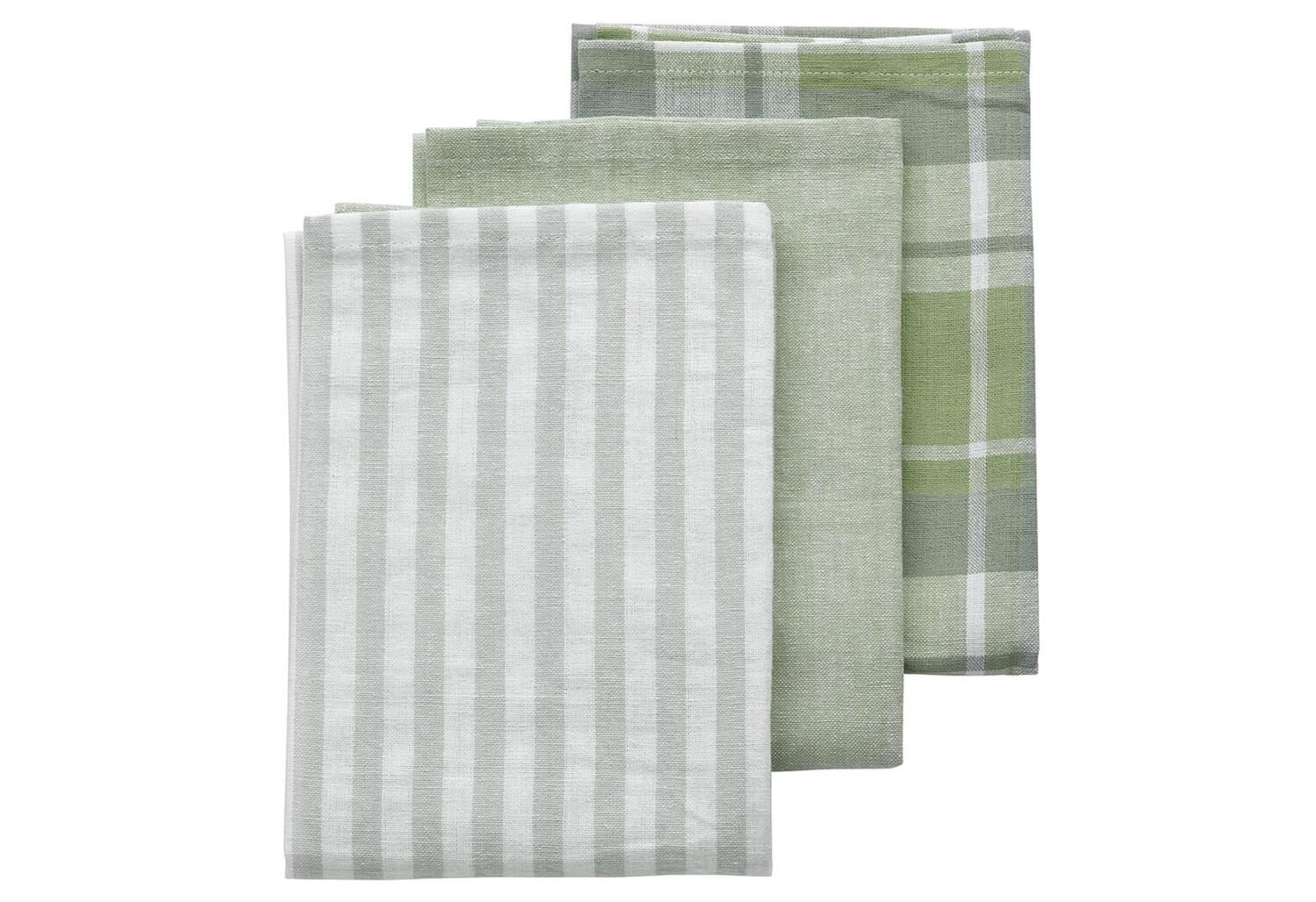 KELA Geschirrtuch Pasado olivgrün 65x45cm 3er Satz