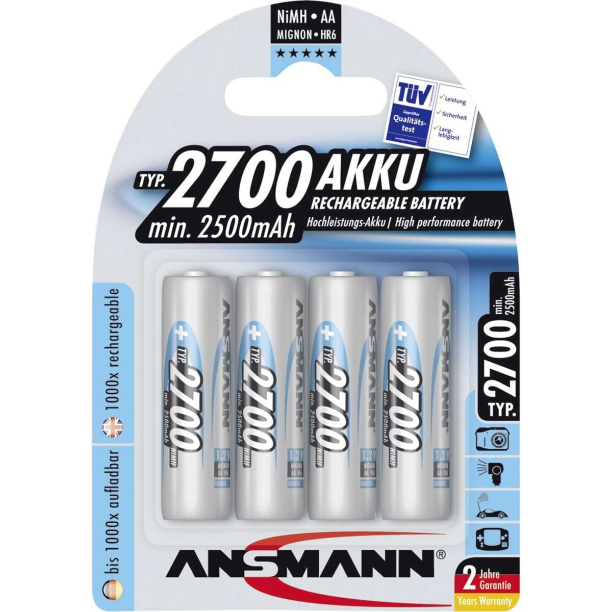 ANSMANN Energy Mignon - Batterie 4 x AA-Typ - NiMH - (wiederaufladbar) - 2700 mAh