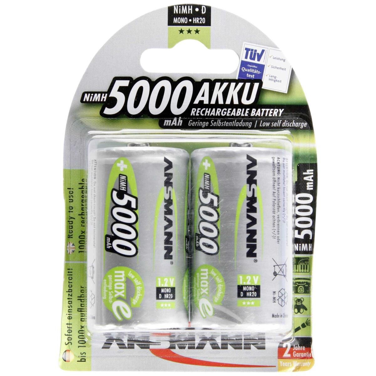 ANSMANN - Batterie 2 x D - NiMH - (wiederaufladbar) - 5000 mAh