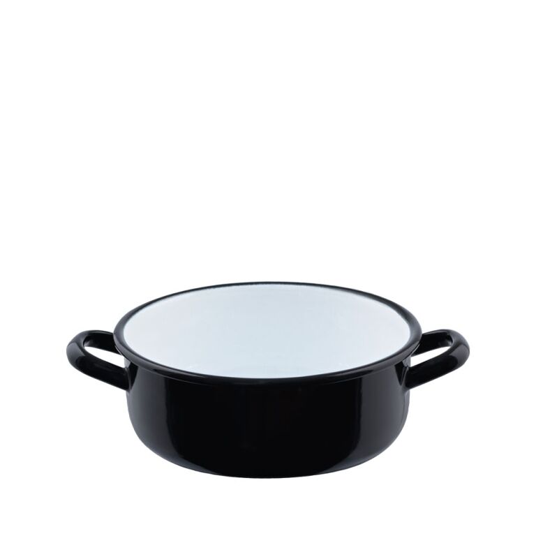 Riess Zwerge Kasserolle mit Bördel Ø16cm 1 Liter Schwarz Emaille