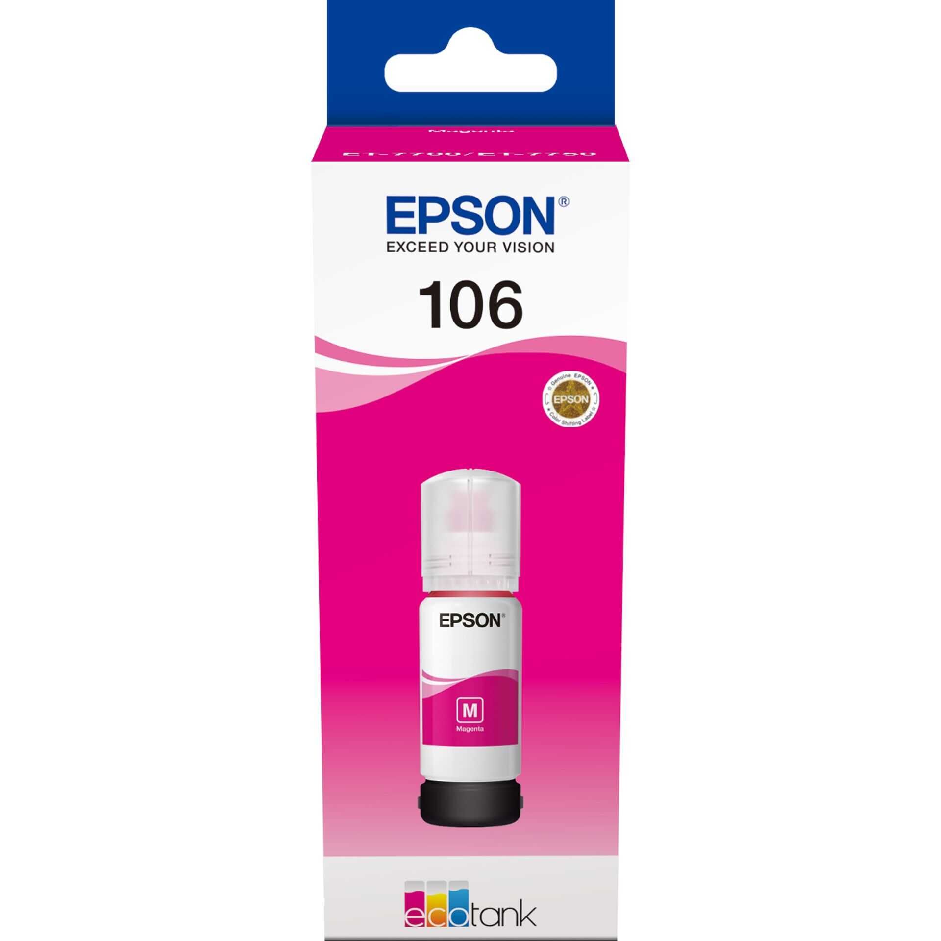 Epson 106 - 70 ml - Magenta - Original - Tintenbehälter - für EcoTank ET-7700, ET-7750, L7160, L7180; Expression Premium ET-7700, ET-7750