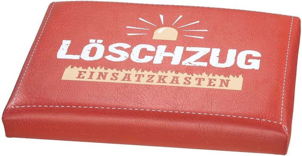 Gilde Sitzpolster, rechteckig, "Löschzug", Schriftzug, Kunststoff, rot, VE 6, L. 34 cm, B. 44 cm, H. 5 cm