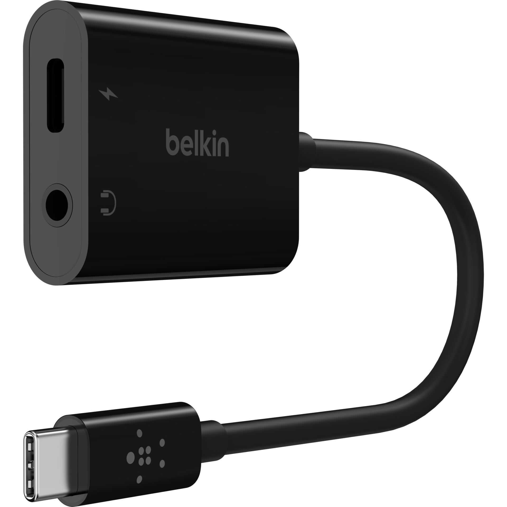 Belkin RockStar - USB-C zu Kopfhöreranschluss / Ladeadapter - USB-C männlich bis Mini-Stecker, USB-C weiblich - 19.6 cm - USB Power Delivery (60W)