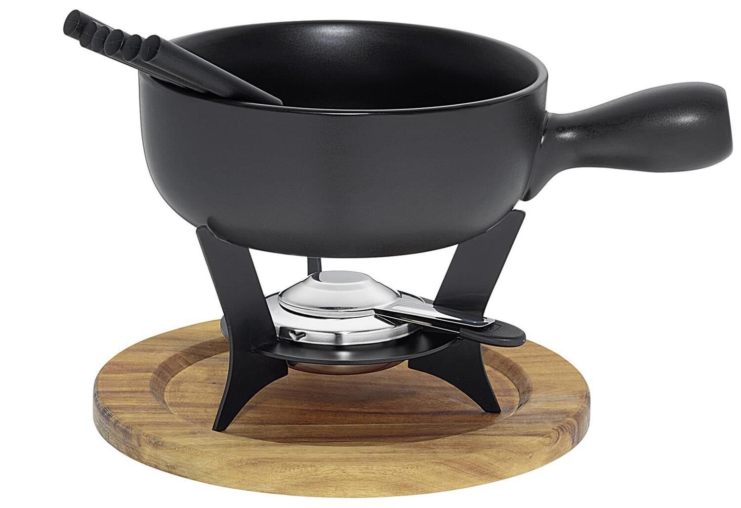 KELA Käsefondue-Set Country Gusseisen/Holz 21cm Ø22cm 10 teilig