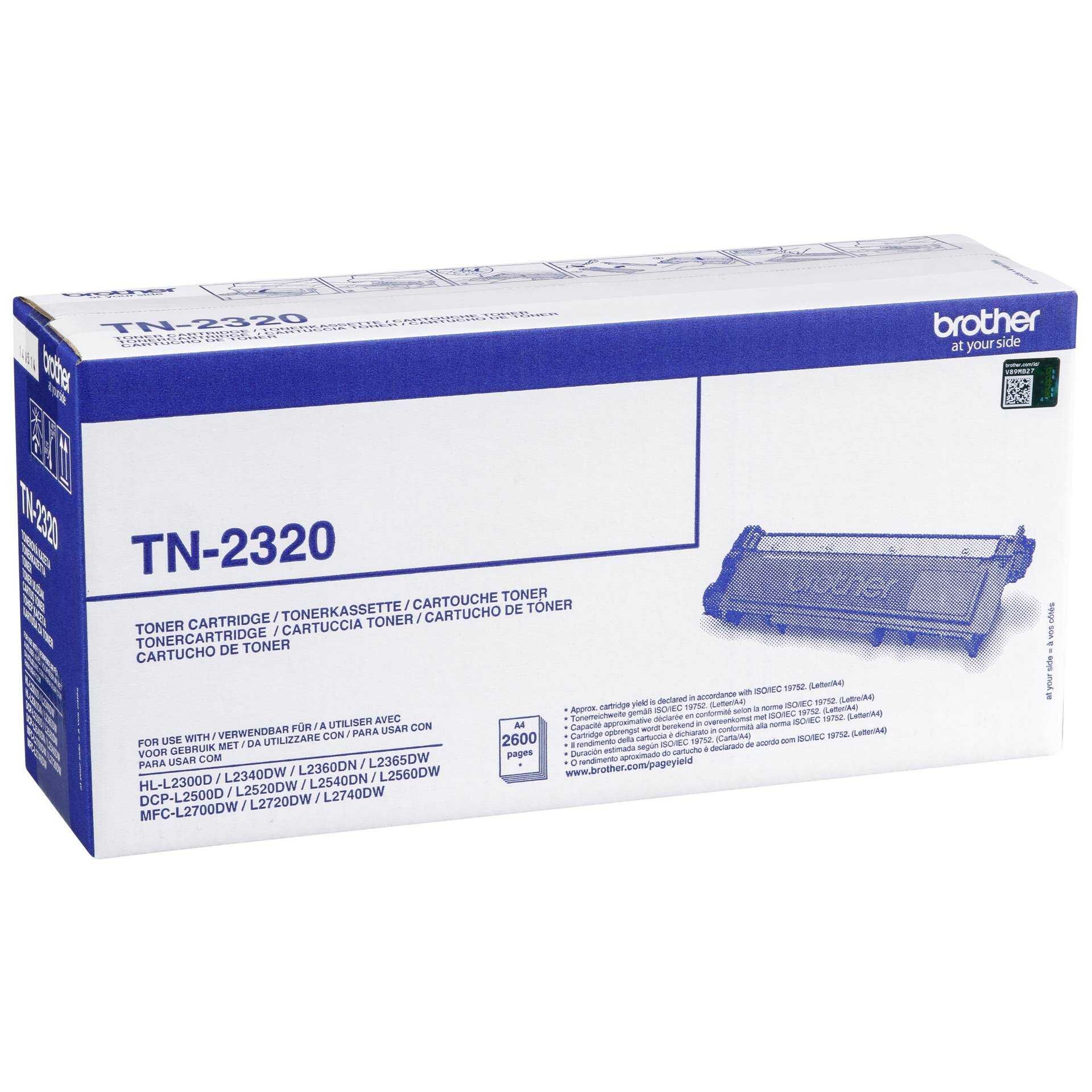 Brother TN-2320 - Schwarz - Original - Tonerpatrone - für Brother DCP-L2500, L2520, L2560, HL-L2300, L2340, L2360, L2365, MFC-L2700, L2720, L2740