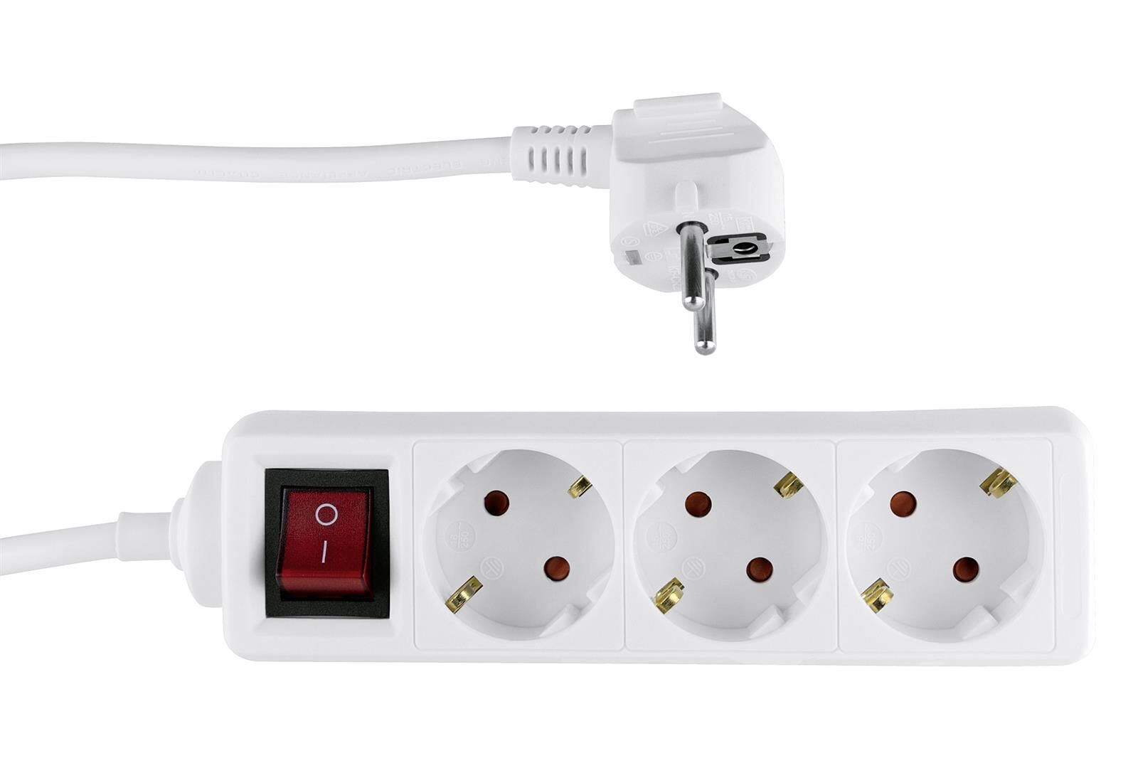 REV - Steckdosenleiste - Wechselstrom 250 V - 3500 Watt - Eingabe, Eingang 2-polig - Ausgangsanschlüsse: 3 (2-polig)