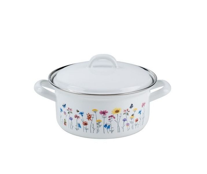 Riess Kasserolle Flora mit Deckel Ø20cm Emaille Country