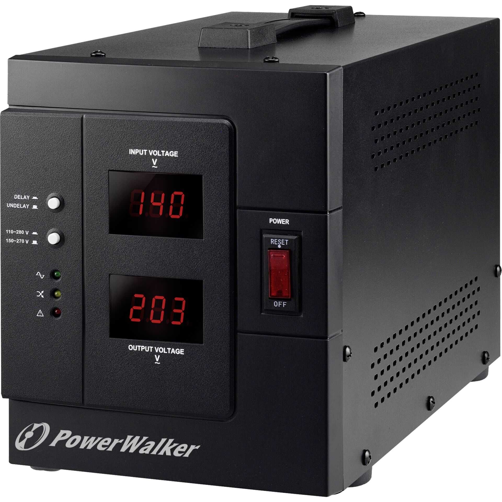 PowerWalker AVR 3000/SIV - Automatische Spannungsregulierung - Wechselstrom 230 V - 2400 Watt - 3000 VA - Ausgangsanschlüsse: 2