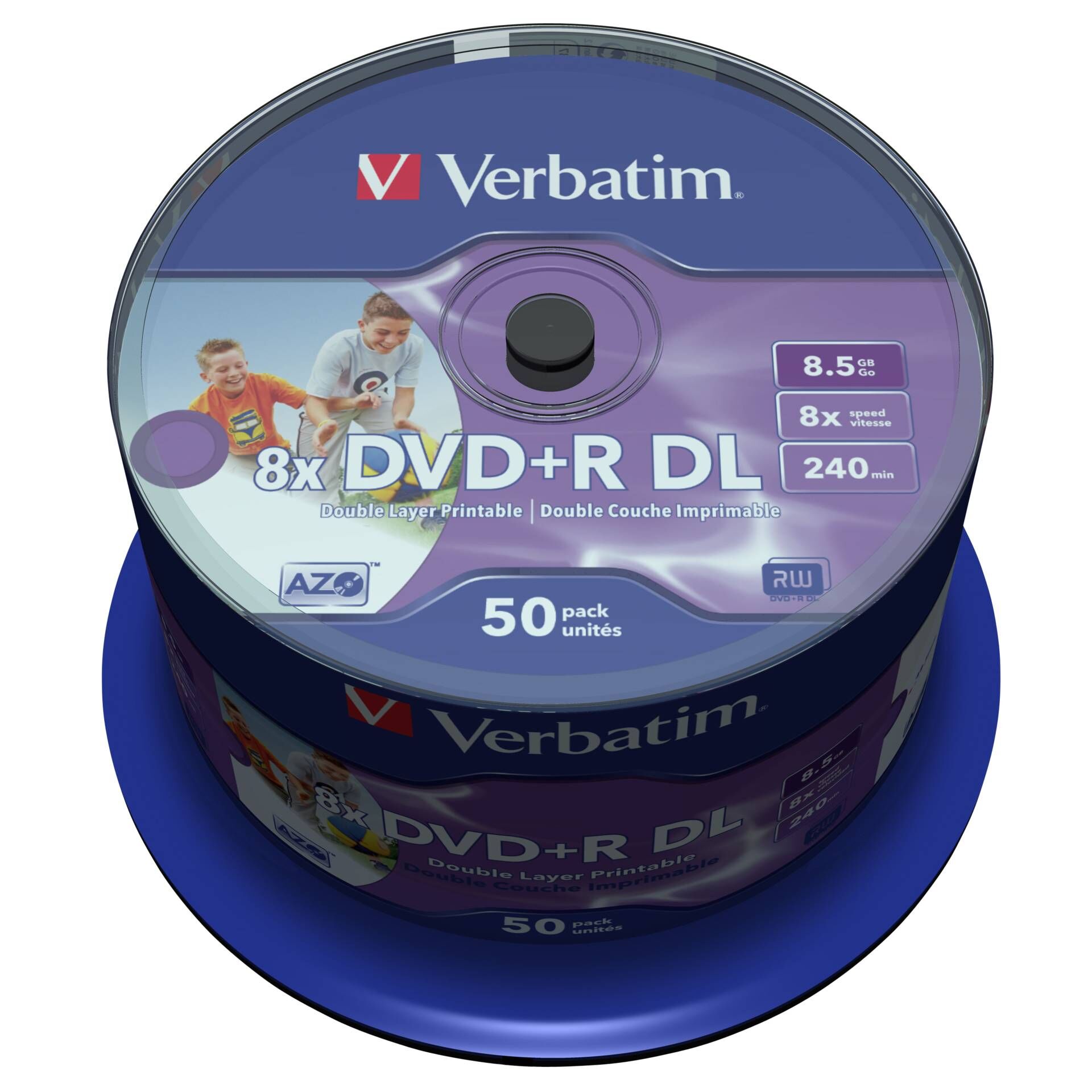 Verbatim - 50 x DVD+R DL - 8.5 GB 8x - mit Tintenstrahldrucker bedruckbare Oberfläche - Spindel