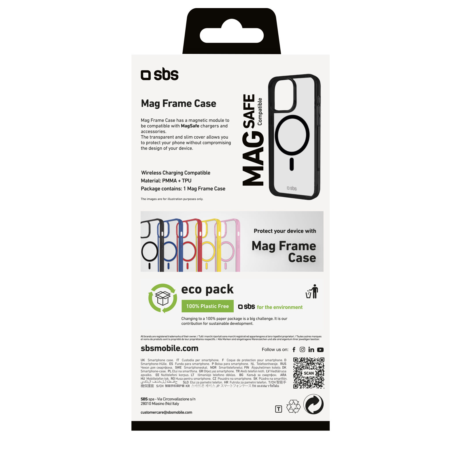 SBS Mag frame, Cover, Apple, iPhone 16 Pro Max, 17,5 cm (6.9"), Schwarz, Transparent