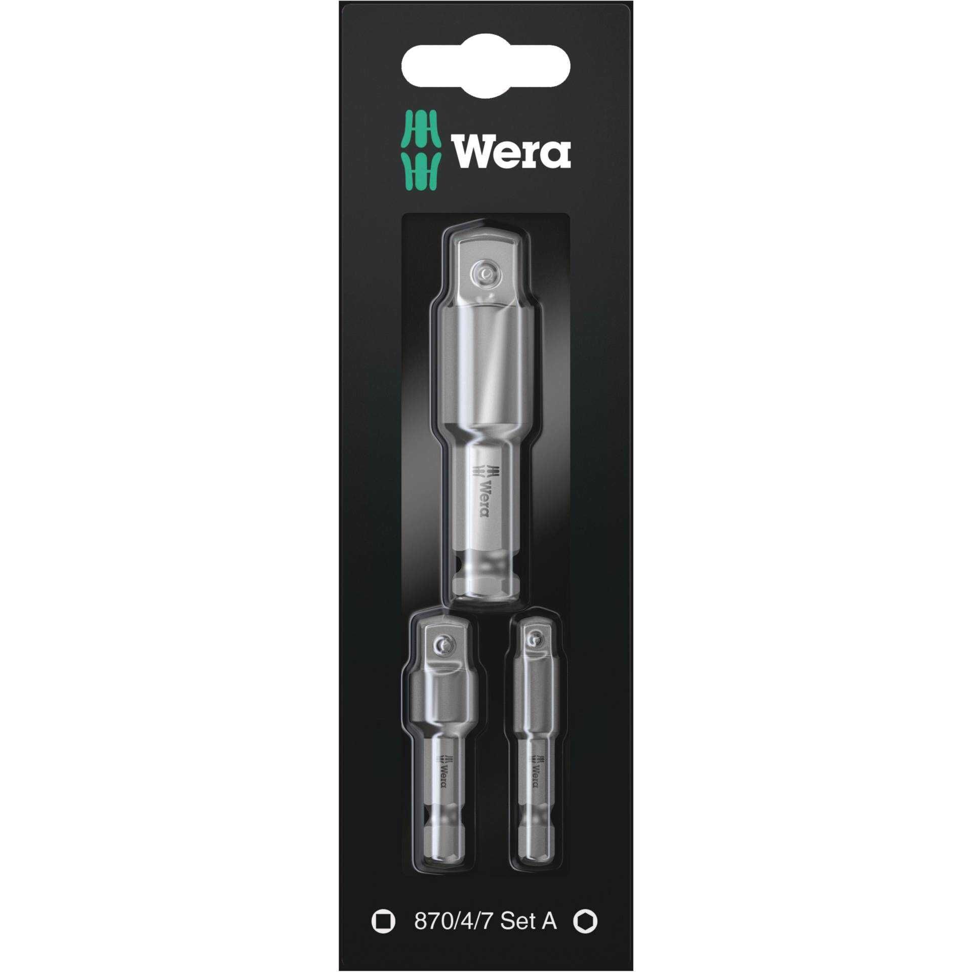 Wera 870/4/7 Set A SB - Steckdosenadapterset - 3 Stücke - 1/4", 1/2", 3/8" - Inbus