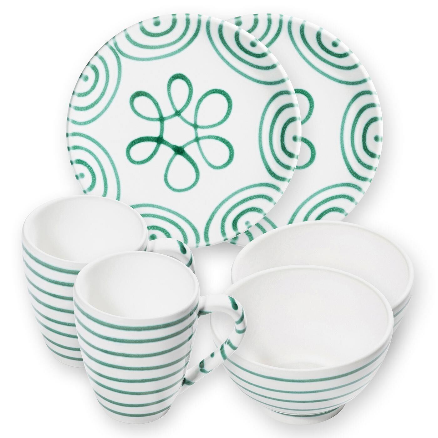 Gmundner Keramik Grüngeflammt, Hüttenfrühstück für 2 Cup