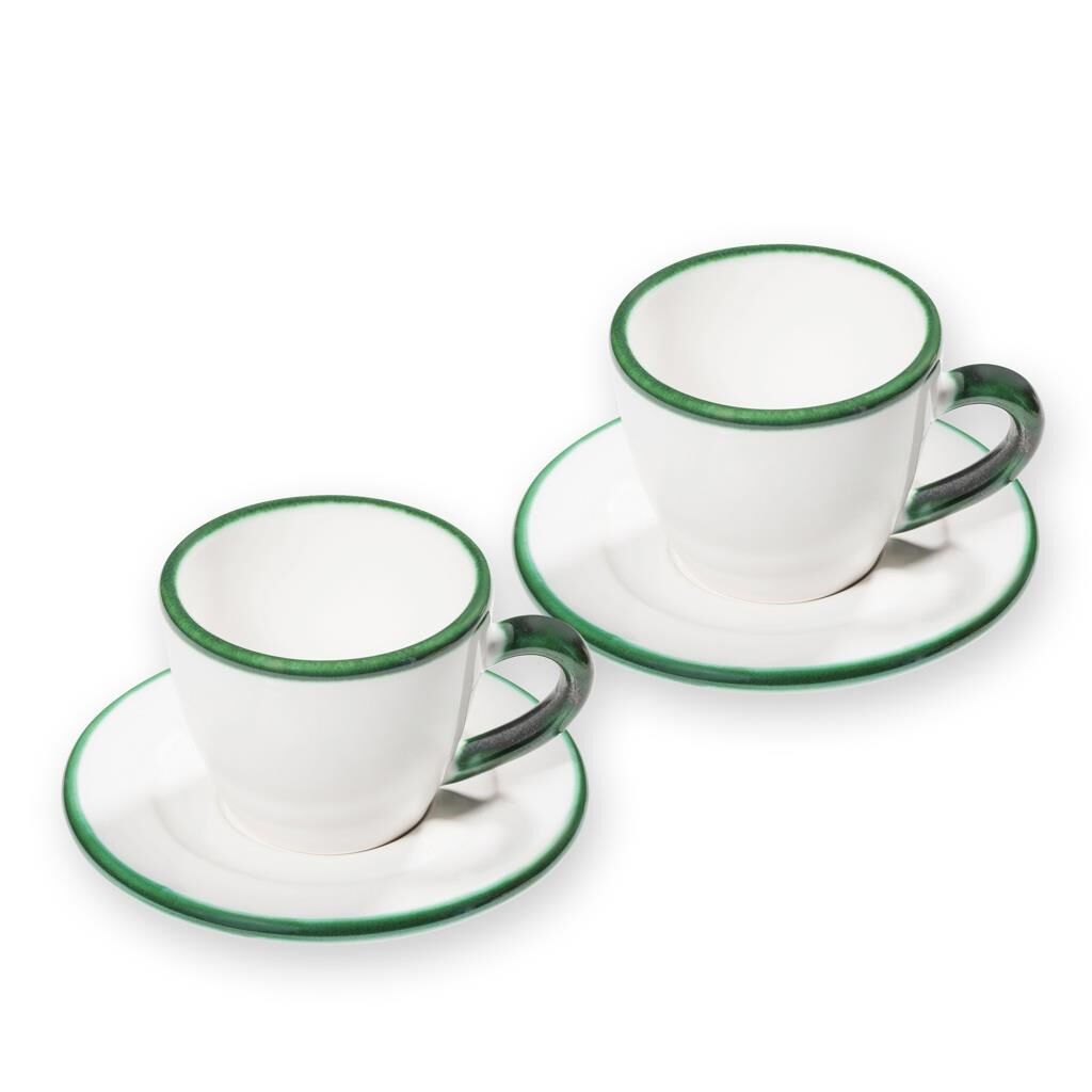 Gmundner Keramik Grüner Rand, Espresso für 2