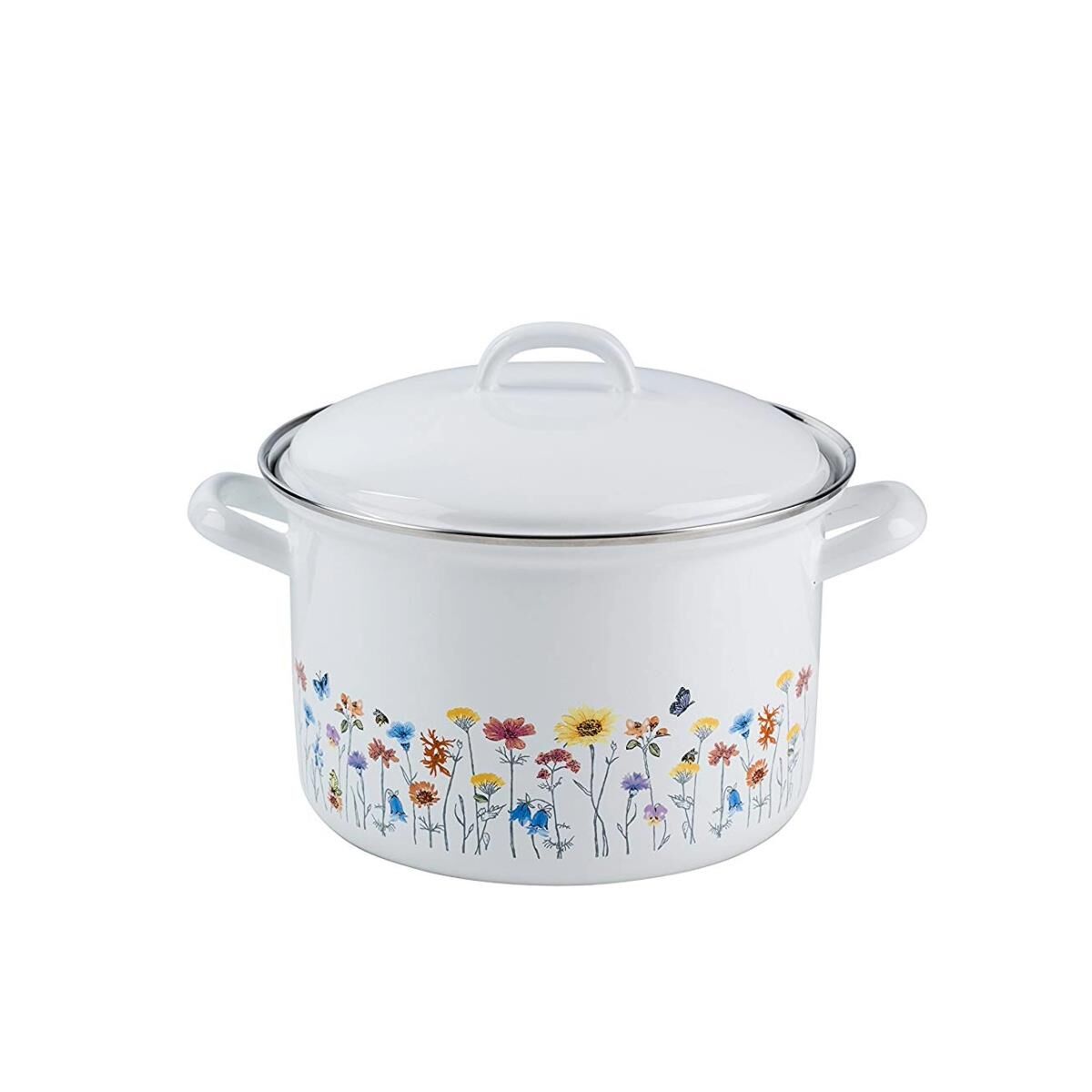 Riess Fleischtopf Flora mit Deckel Ø22cm 4,5 Liter Emaille Country