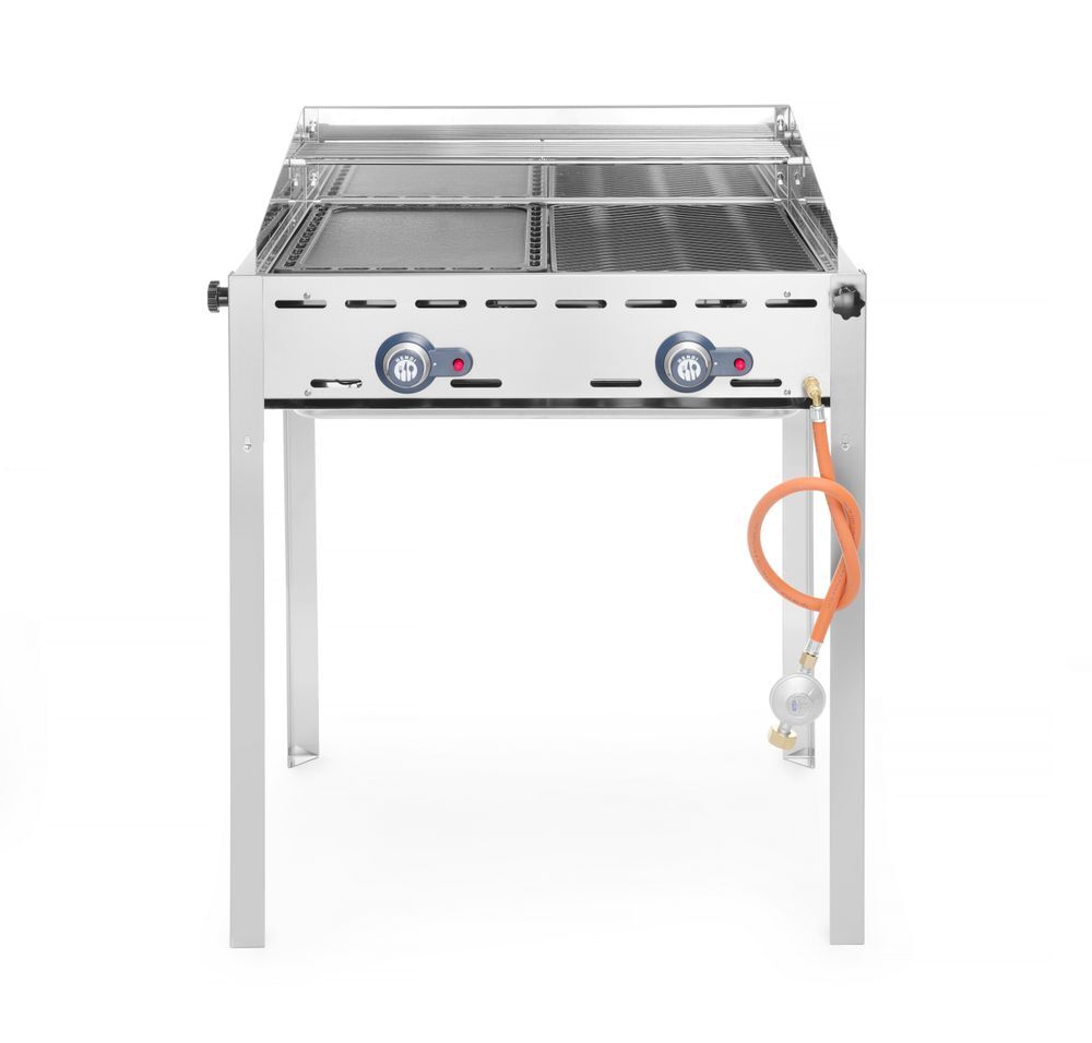 HENDI Grillsystem Green Fire 2 Brenner, Profi Line, 2 Edelstahl Grillroste Gastronorm 1/1, 11,6kW, 740x612x(H)825mm