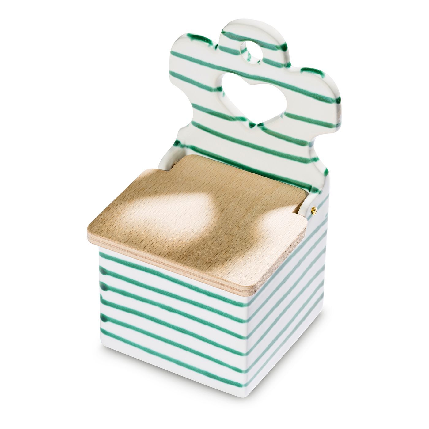 Gmundner Keramik Grüngeflammt, Salzfass mit Holzdeckel (H: 18cm)