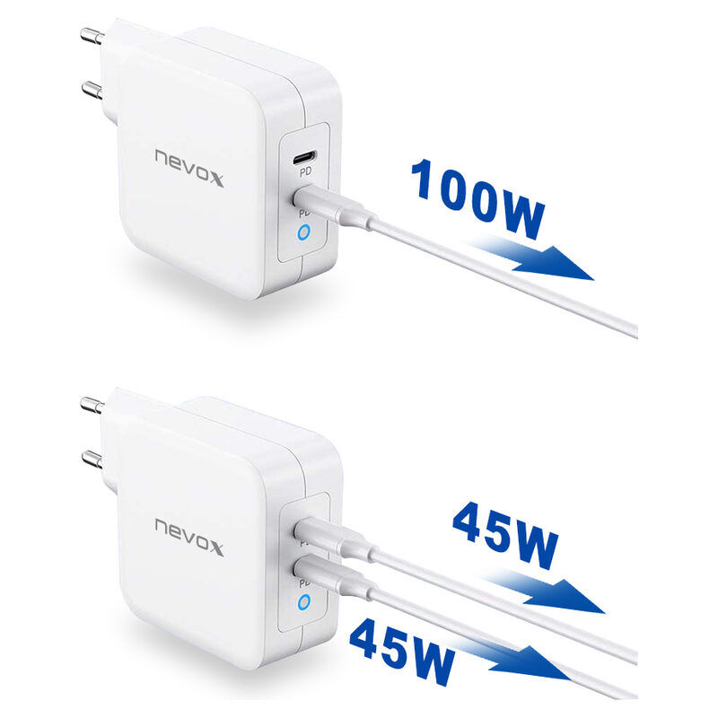 Nevox Netzteil Dual USB-C 100W, ws (weiß)