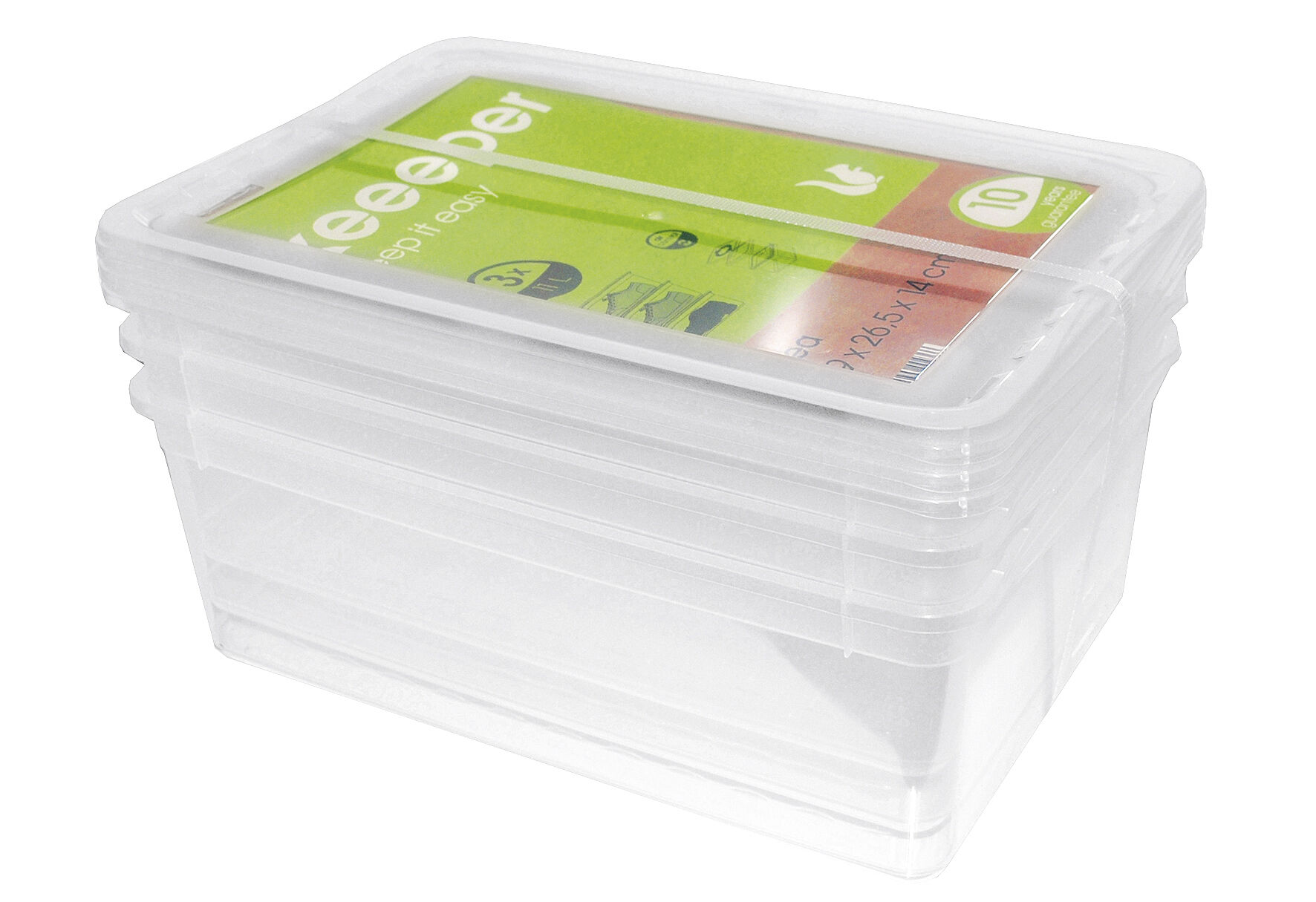KEEEPER Aufbewahrungsbox Bea 11l 39x26,5x14cm transparent 3er Set