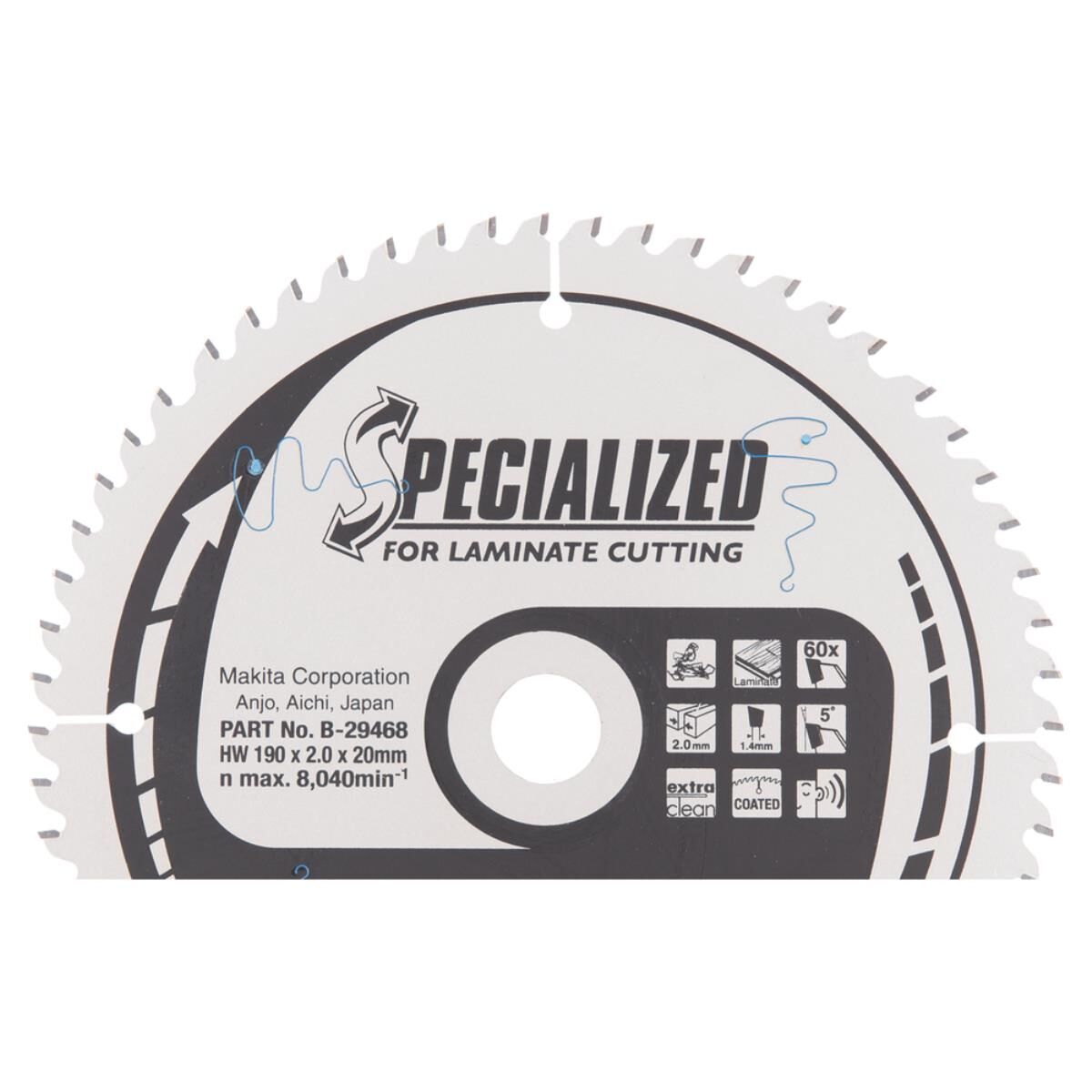 Makita Kreissägeblatt, 190 x 20 mm, 60 Zähne 190 x 20 mm • 60 Zähne