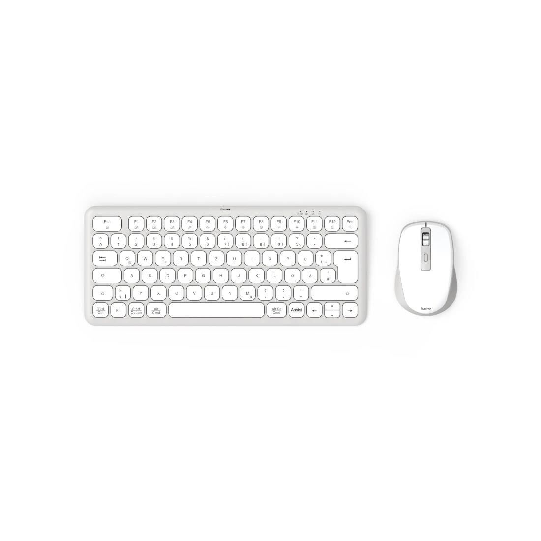 Hama Multi-Device-Tastatur-Maus-Set "WKM-500", kabellos, klein, Weiß, QWERTZ DE