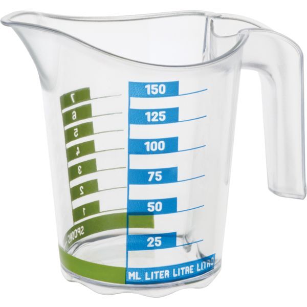 ROTHO Domino Messbecher transparent, mit Skala, Inhalt: 0,15 Liter