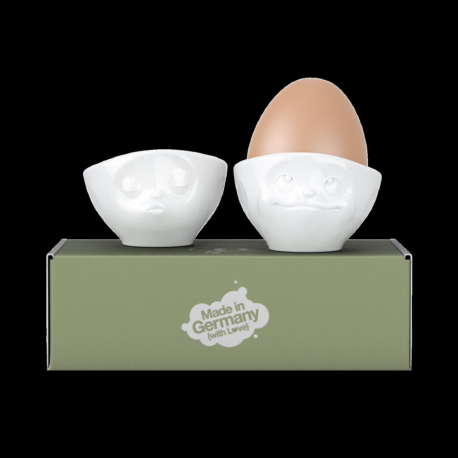 Fiftyeight Products Eierbecher Set - küssend/verträumt weiß