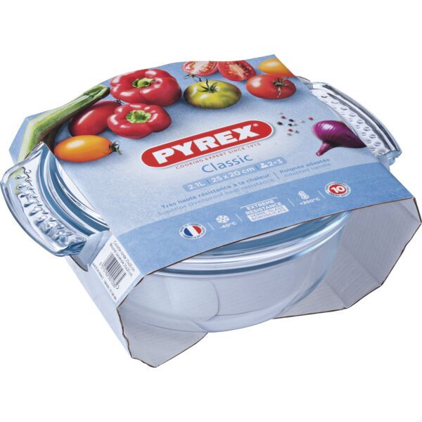 PYREX Kasserolle rund, mit Deckel, Inhalt: 2,10 Liter, Höhe: 110 mm, ø: 185 mm