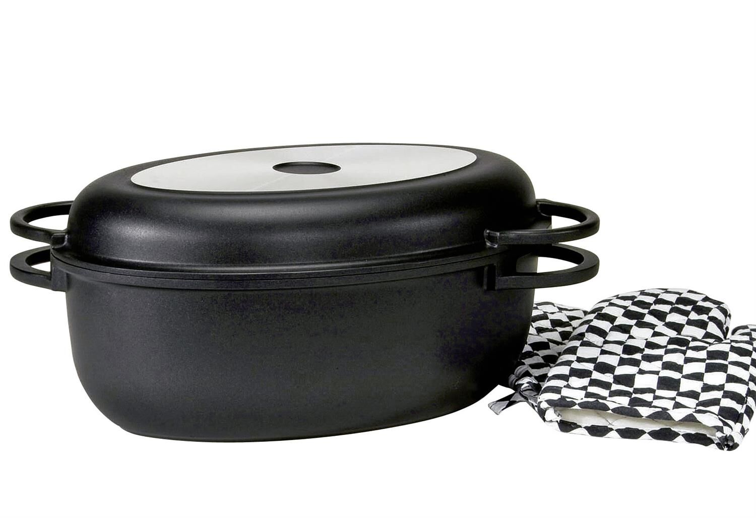 KARL KRÜGER Multibräter Leipzig 8 Liter 38x27x13,5cm Aluguss inklusive 1 Paar Handschuhe