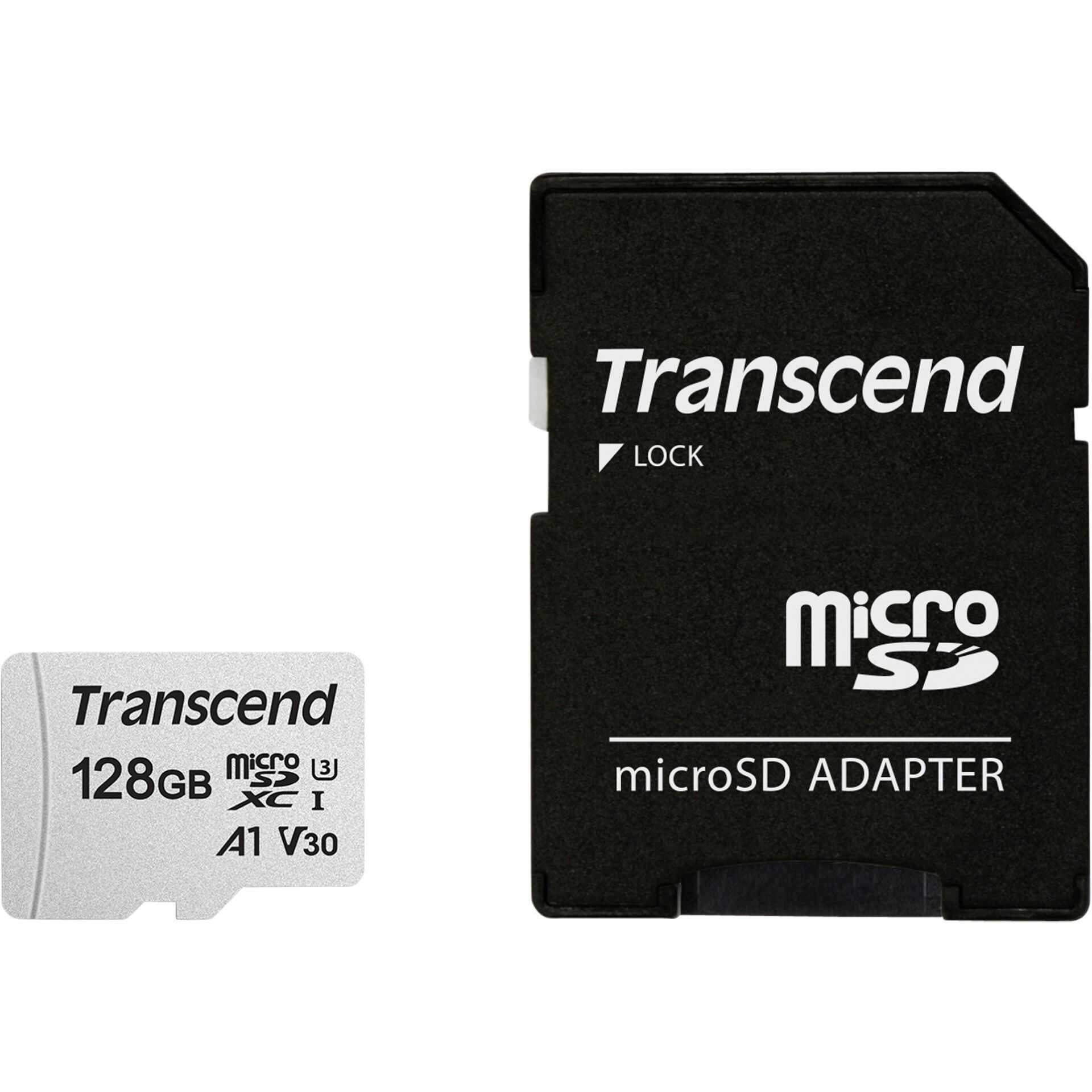 Transcend 300S - Flash-Speicherkarte (Adapter inbegriffen) - 128 GB - A1 / Video Class V30 / UHS-I U3 - microSDXC