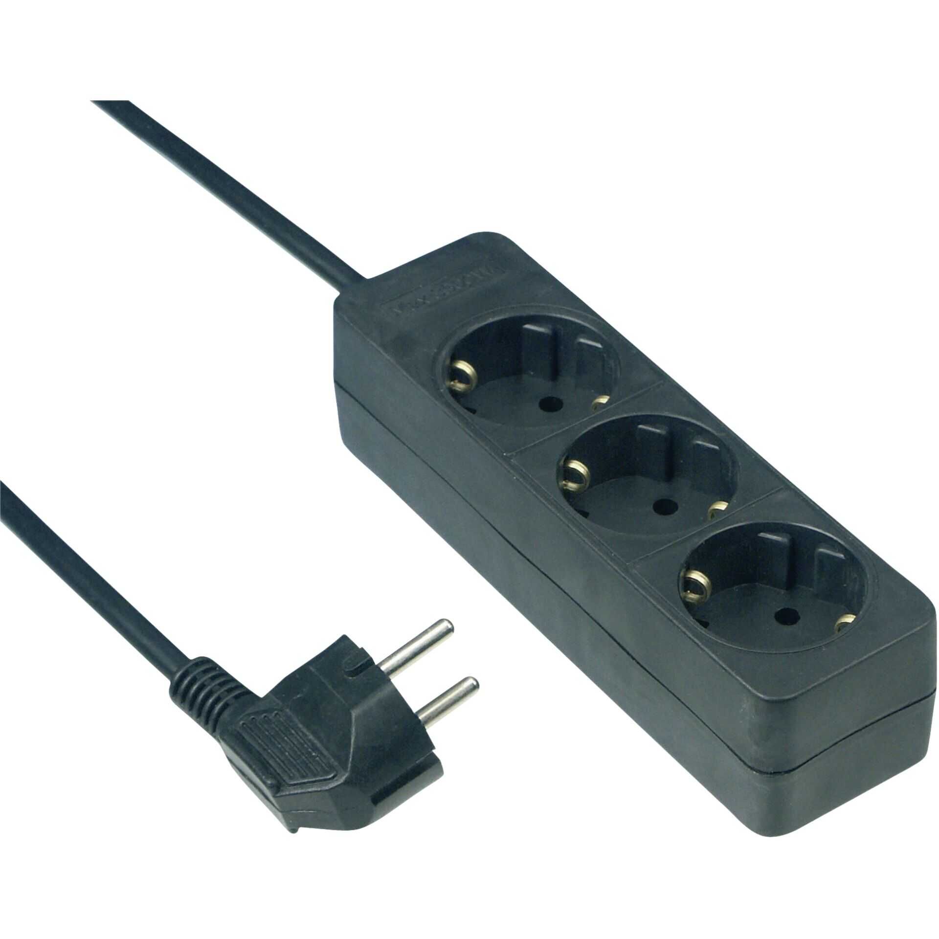 REV - Verlängerungsschnur - Wechselstrom 250 V - 3500 Watt - Ausgangsanschlüsse: 3 - Schwarz