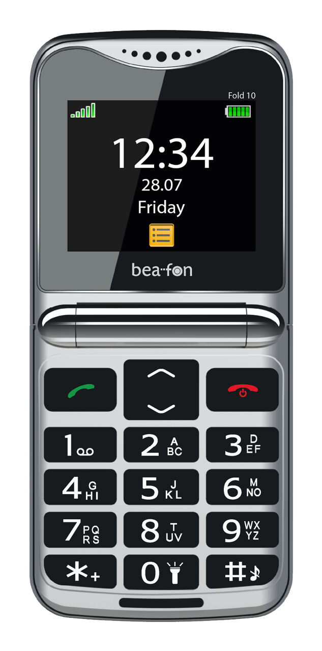 Bea-fon Fold 10 LTE, Klappgehäuse, Single SIM, 5,59 cm (2.2"), Bluetooth, 1000 mAh, Schwarz, Silber