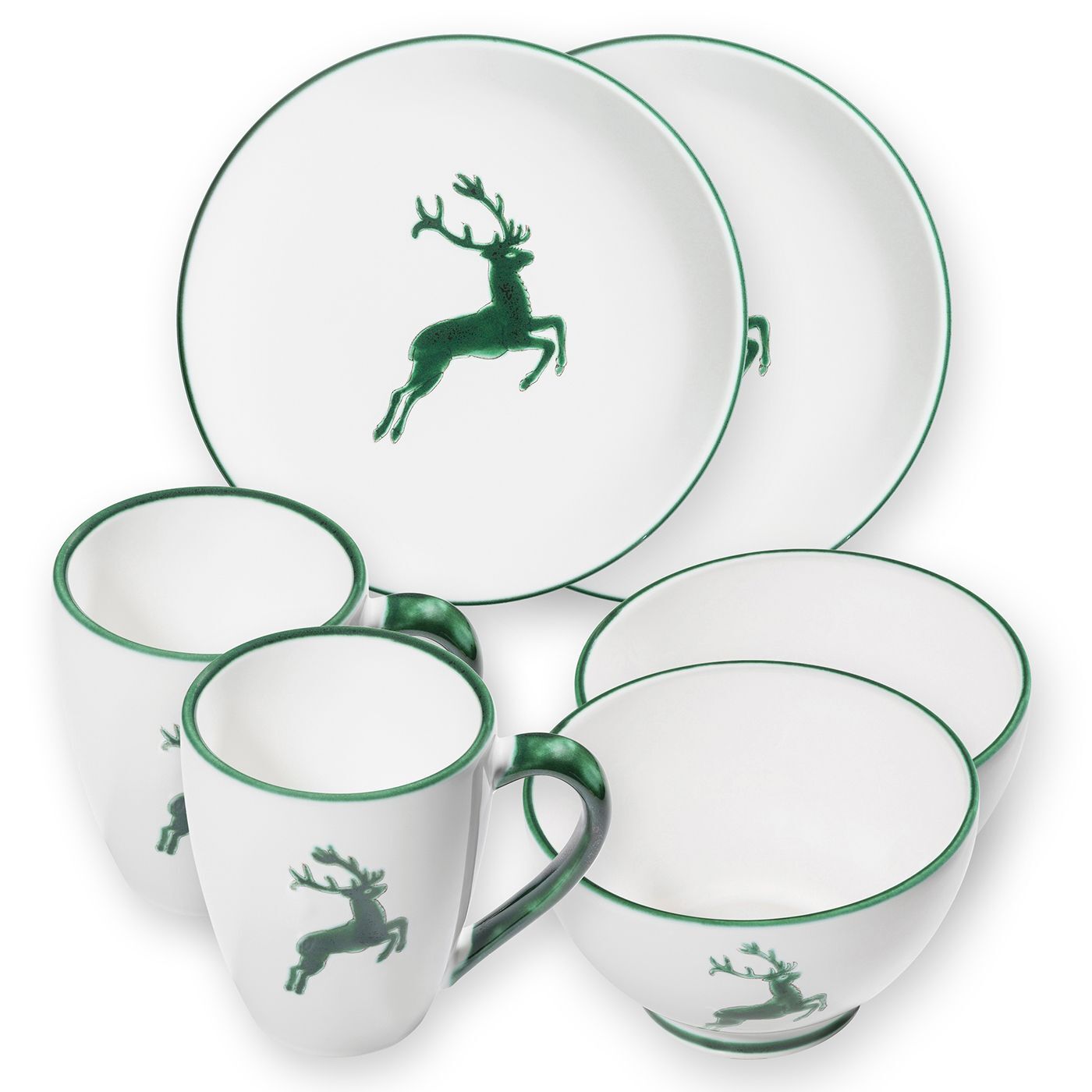 Gmundner Keramik Grüner Hirsch, Hüttenfrühstück für 2 Cup
