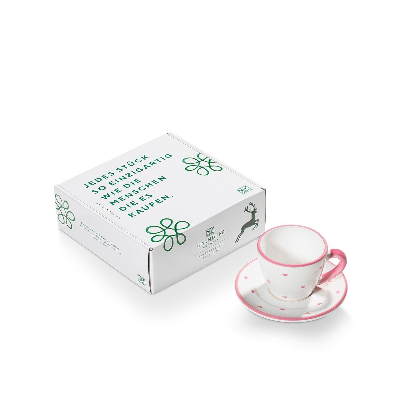 Gmundner Keramik Herzerl Rosa Espresso für 2