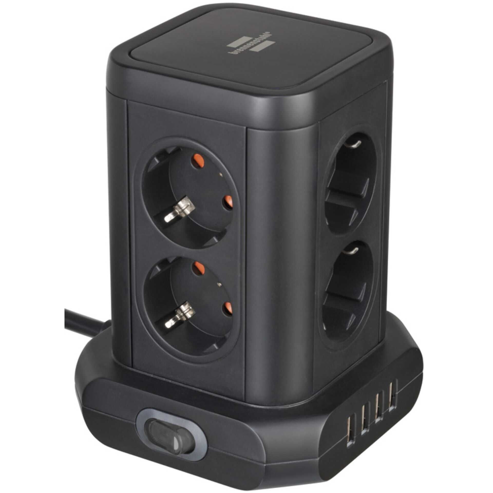Brennenstuhl Steckdosenturm 8-fach mit 4 USB 2m