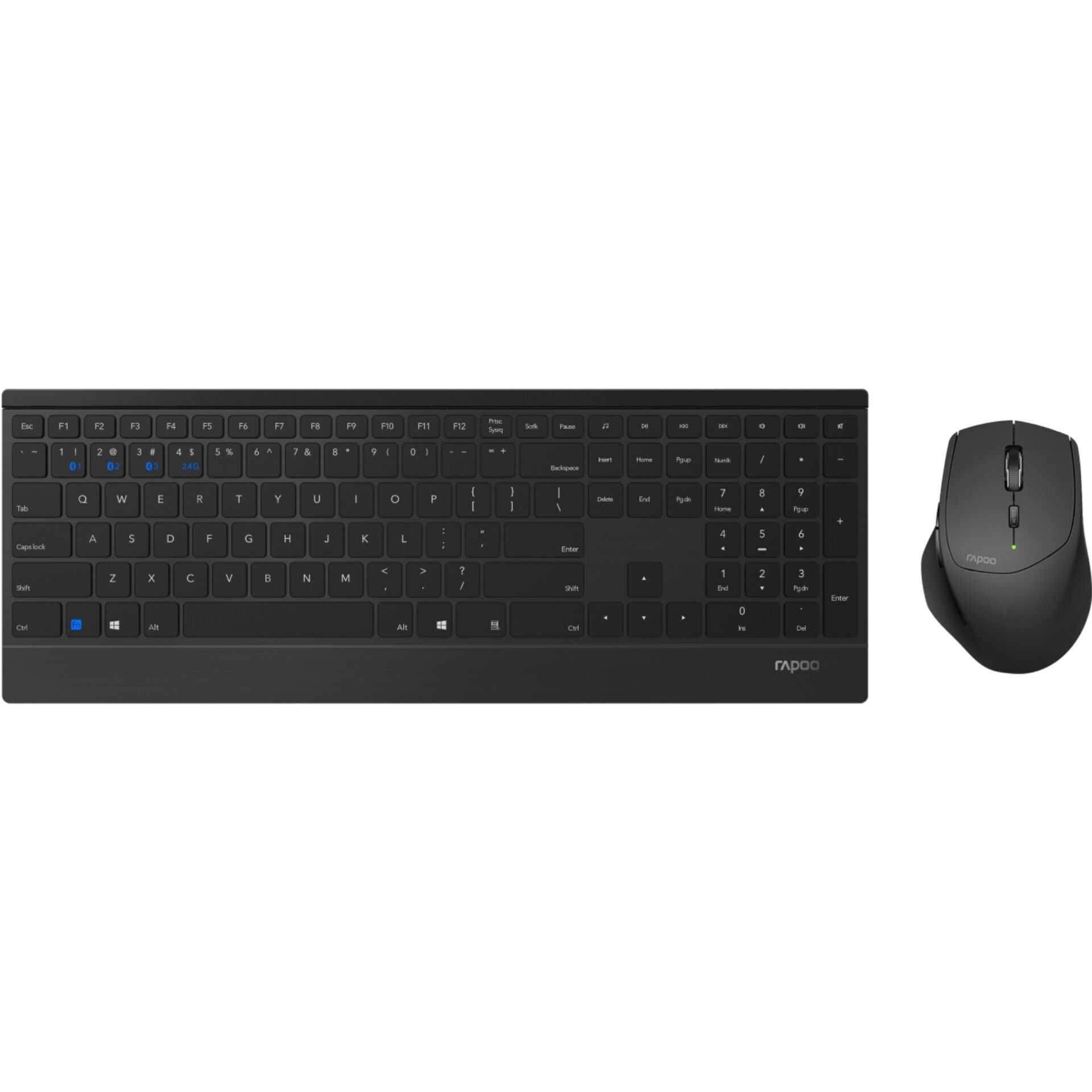 Rapoo 9500M - Tastatur-und-Maus-Set - kabellos - 2.4 GHz, Bluetooth 4.0, Bluetooth 3.0 - QWERTZ - Deutsch