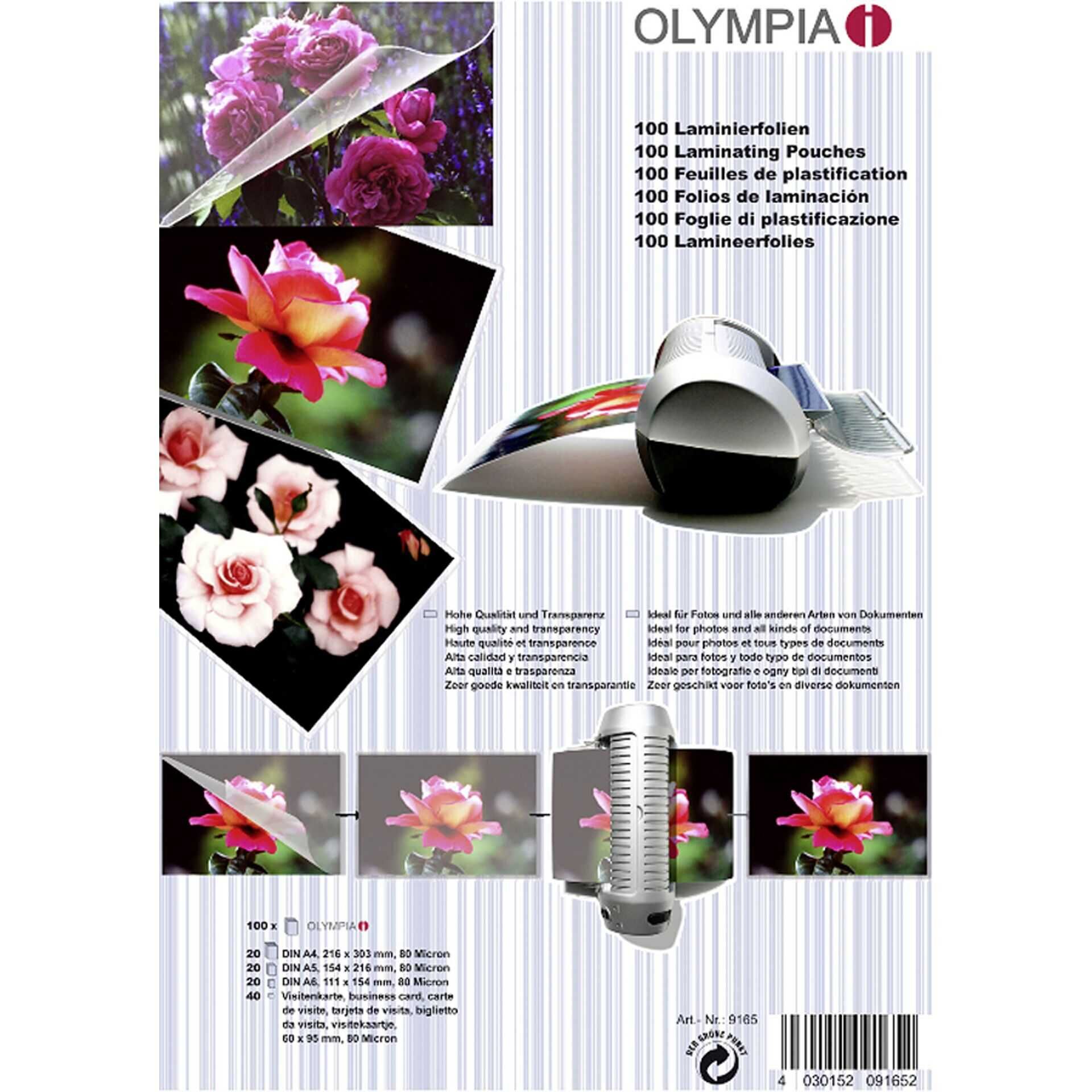 OLYMPIA - 100er-Pack - durchsichtig - Taschen für Laminierung