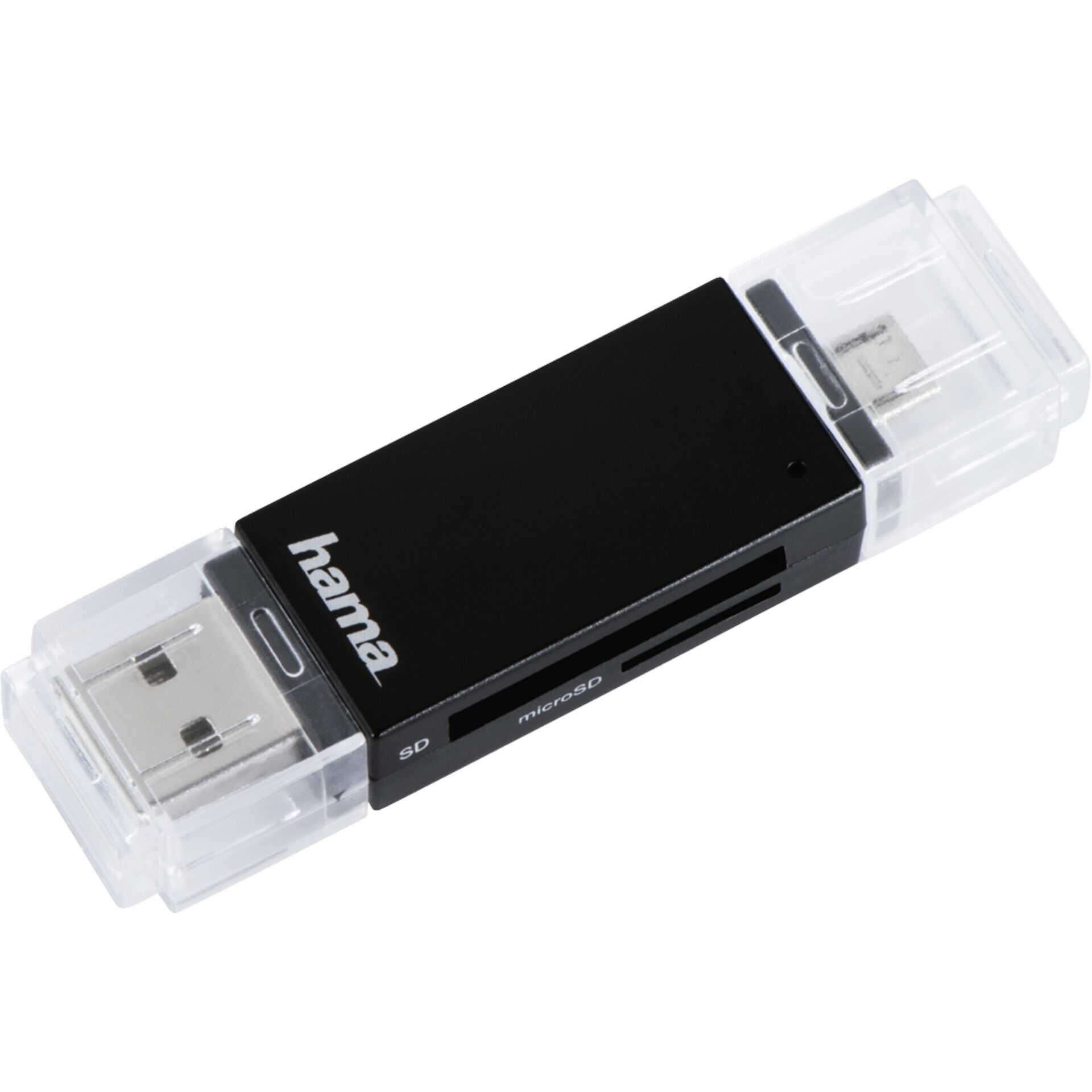 Hama "Basic" USB 2.0 OTG - Kartenleser (SD, microSD, SDHC, microSDHC, SDXC, microSDXC) - USB 2.0