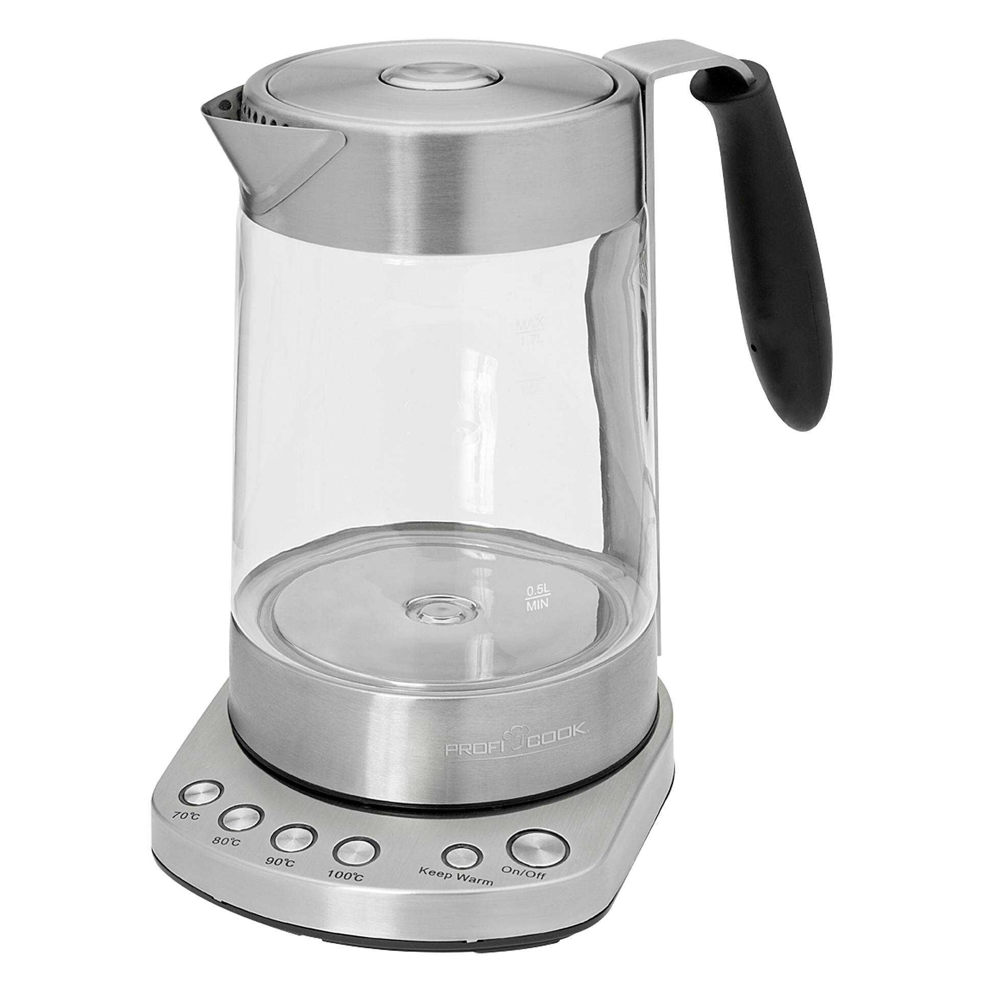 ProfiCook PC-WKS 1020 G - Tee-/Wasserkocher - 1.7 Liter - 3 kW - Edelstahl/Schwarz