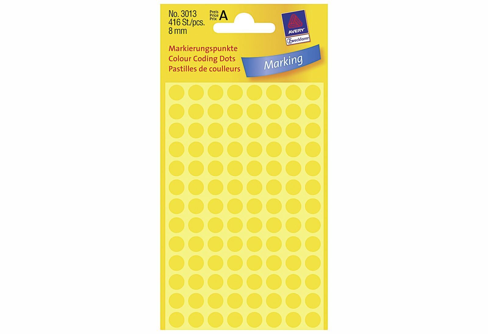 AVERY ZWECKFORM Etiketten 3013 Markierungspunkt Ø8mm gelb 416 Stück